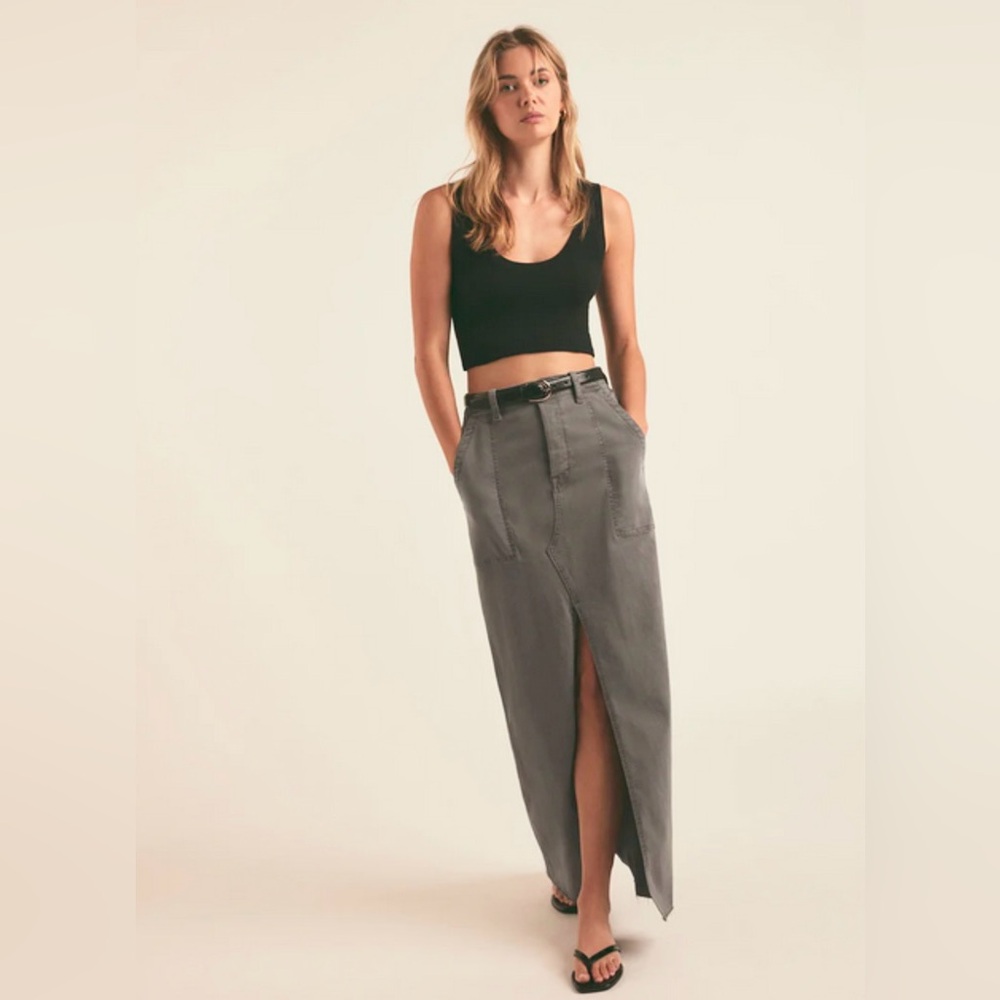 NWT Favorite Daughter The Sadie High Waisted Slit Maxi Skirt Kalamata Size 30